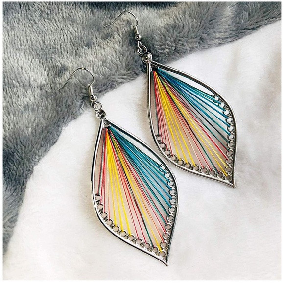 Jewelry - Boho silk woven thread earrings NEW